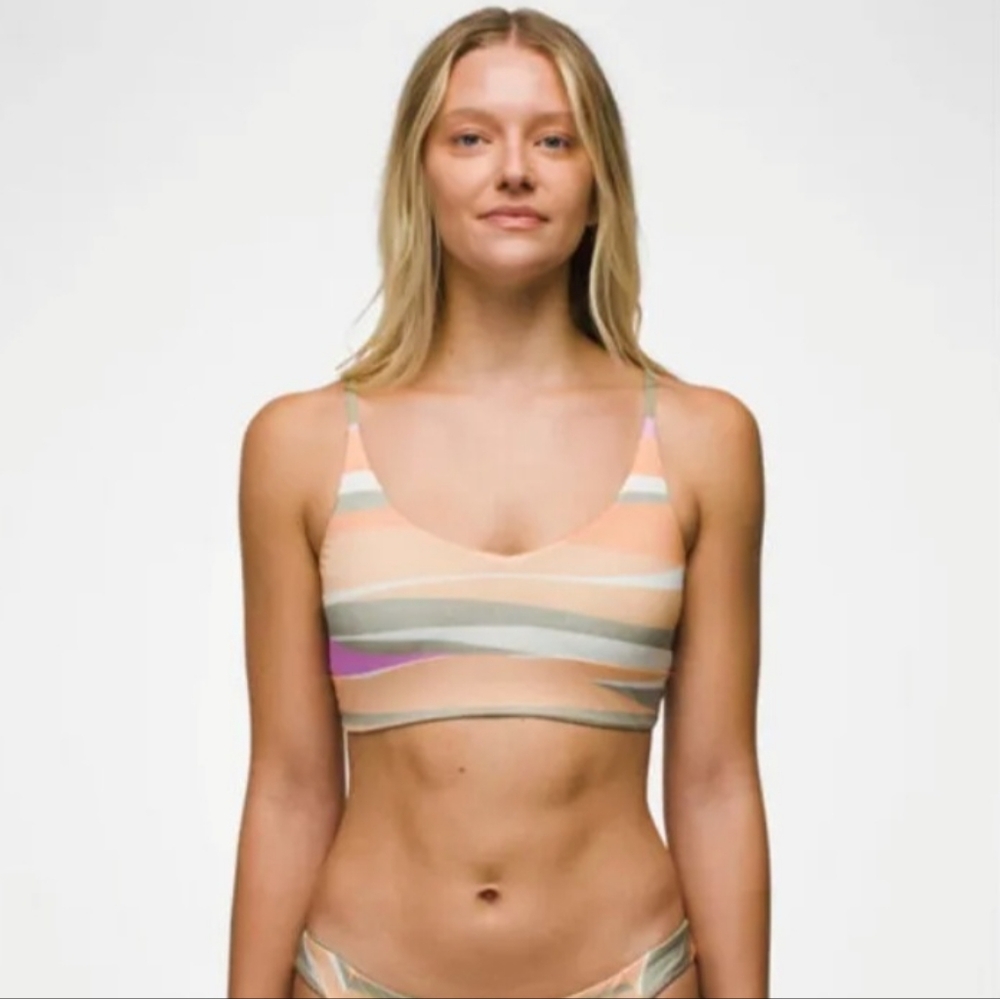 Prana Willow Falls Orange and Green Swimsuit Top Reversible